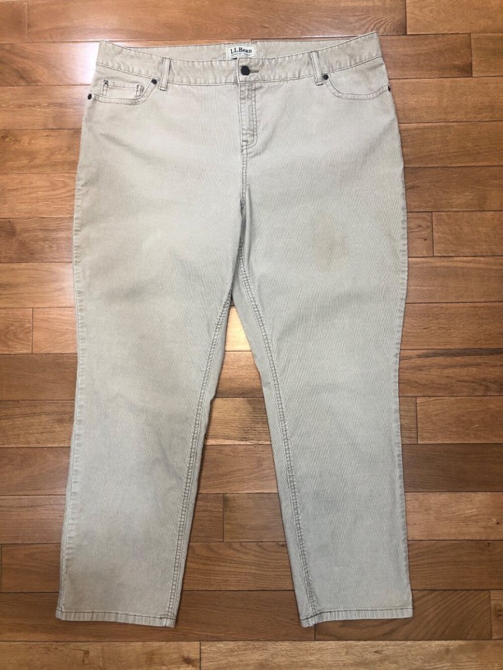 L.L. Bean Favorite Fit Straight Leg Corduroy Pants Tan Beige Plus Size 20 REG
